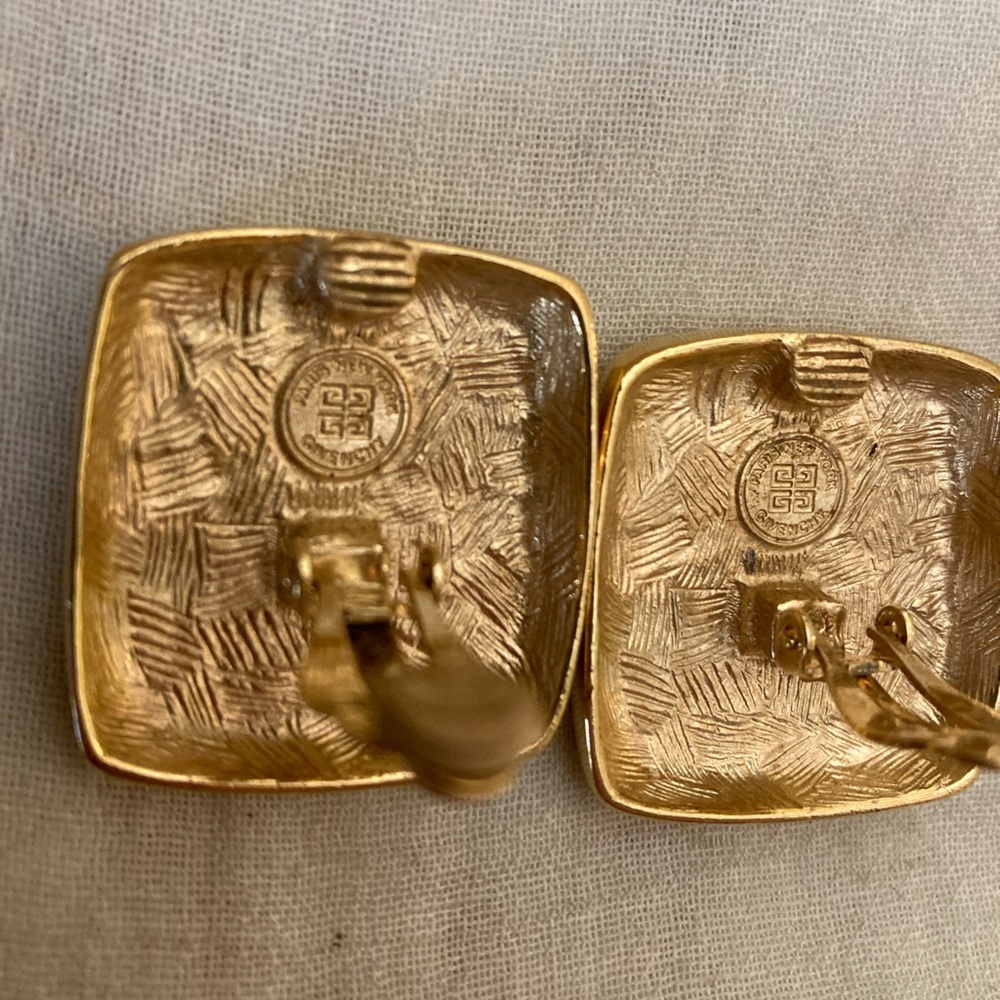 Givenchy Vintage Starburst Sunburst Square‎ Clip on Earrings - Picture 3 of 10